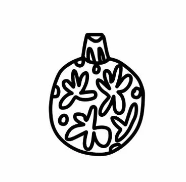 Vector Christmas tree decoration.Scandinavian style.Doodle black sketch Stock Illustration