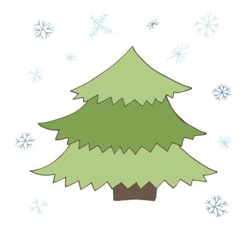 Vector Christmas tree. Decorative Christmas tree. Stock Illustration