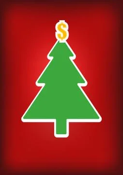 Vector : Christmas tree with dollars on red background Stock Illustration