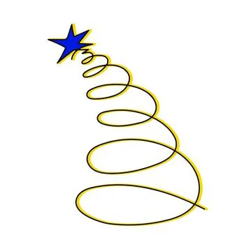 Vector Christmas tree drawn in the form of a spiral with one line Stock Illustration