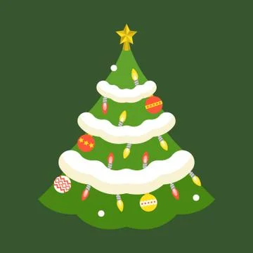 Vector christmas tree, flat design Stock Illustration