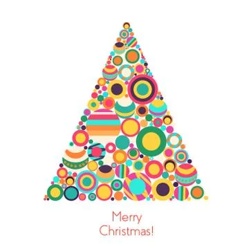 Vector christmas tree with flat geometrical circle elements. Illustrazione stock