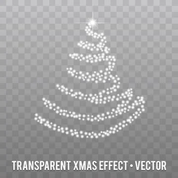 Vector Christmas Tree with glowing Sparkles on transparent Background. Stock Illustration