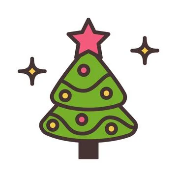 Vector Christmas tree icon on white background Stock Illustration