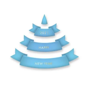 Vector Christmas tree made of realistic ribbon with shadow on transparent Stock Illustration