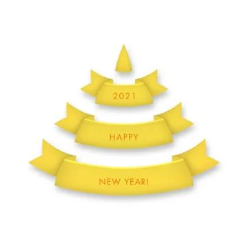 Vector Christmas tree made of realistic ribbon with shadow on transparent Stock Illustration