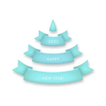 Vector Christmas tree made of realistic ribbon with shadow on transparent Stock Illustration
