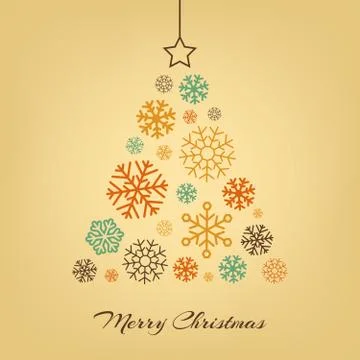 Vector Christmas tree made from snowflakes on beige Stock Illustration