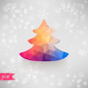 Vector christmas tree made of triangles christmas and new year card with tree Stock Illustration