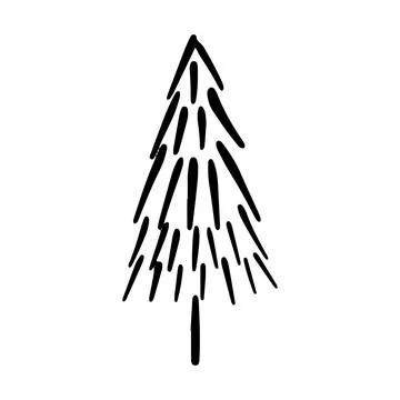 Vector Christmas tree outline icon. Stock Illustration