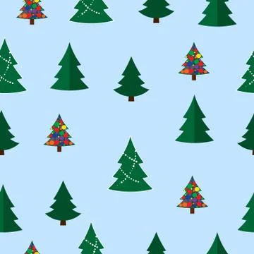 Vector christmas tree seamless pattern. Winter forest, pine trees Illustrazione stock