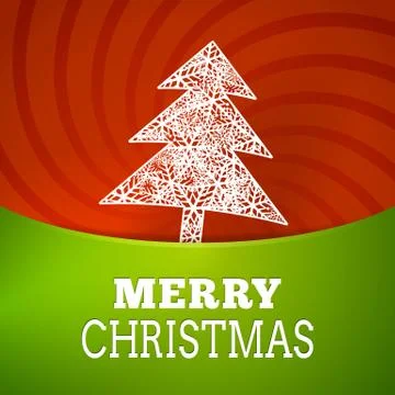 Vector christmas tree snowflake background poster - new year card Ilustração Stock