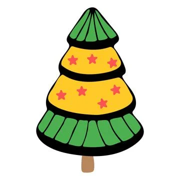 Vector Christmas Tree with Star Holiday Design Stock Illustration