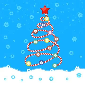 Vector Christmas tree stylized in the form a candy spiral with red and whit.. 库存插图