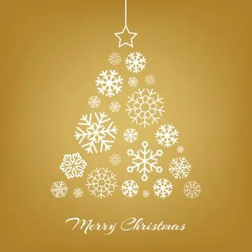 Vector Christmas tree from white snowflakes on gradient Stock-Illustration