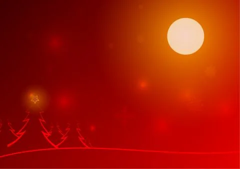 Vector : Christmas trees and star on red background Stock Illustration