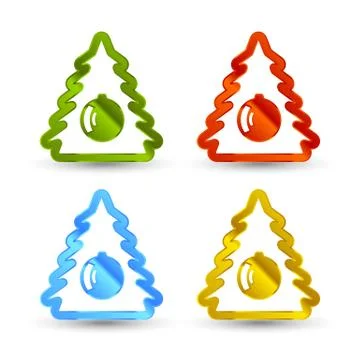 Vector Christmas trees icons Stock Illustration