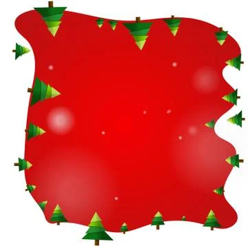 Vector : Christmas trees with snow on red background Stock Illustration