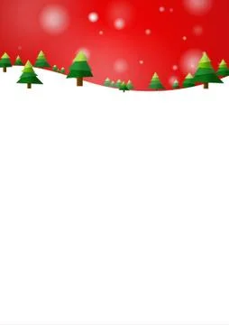 Vector : Christmas trees with snow on red background Illustrazione stock