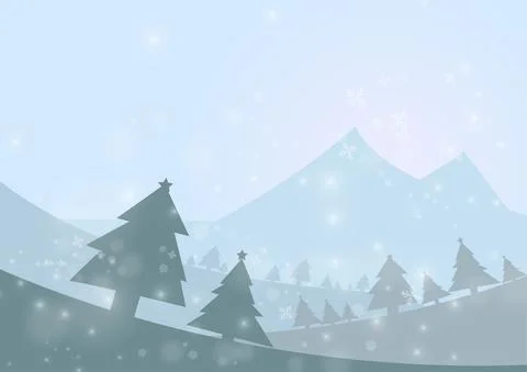 Vector : Christmas trees with snowflake on ice background Stock Illustration