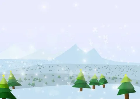 Vector : Christmas trees with snowflake on ice background Stock Illustration