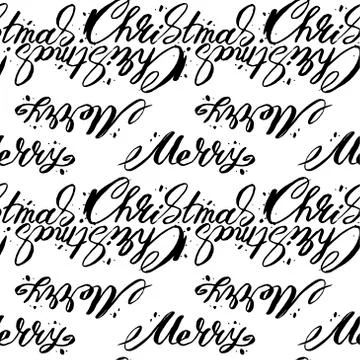 Vector Christmas words seamless pattern. Merry Christmas text vector design.  Stock Illustration