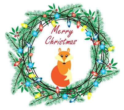 Vector Christmas Wreath Stock Illustration