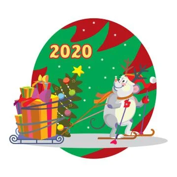 Vector Christmass mouse, part 5 Stock Illustration