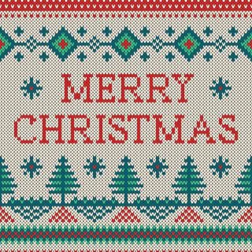 Vector Christmass ornament on the knitted texture Stock Illustration