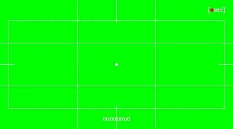 Vector chroma key green screen with red rec icon. Greenscreen white crosses f Stock Illustration