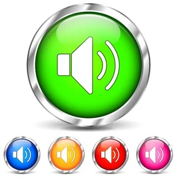 Vector chrome sound icons Stock Illustration