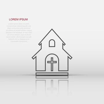 Vector church sanctuary icon in flat style. Chapel sign illustration pictog.. Stock Illustration