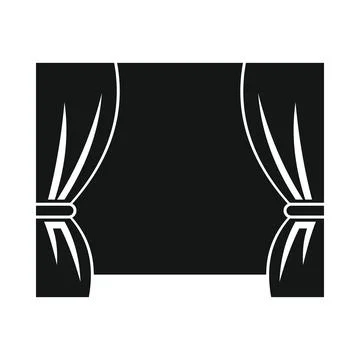 Vector cinema curtain black simple icon isolated on white Stock Illustration