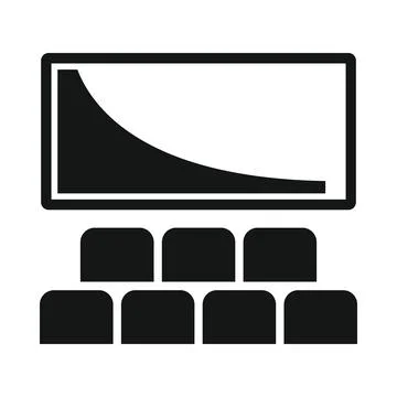 Vector cinema hall black simple icon isolated on white Stock Illustration