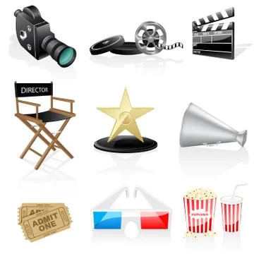Vector cinema icons. Stock Illustration