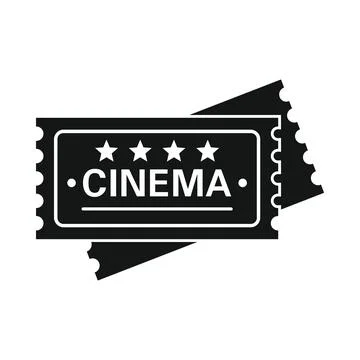 Vector cinema ticket black simple icon isolated on white Stock Illustration