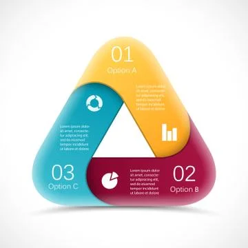 Vector circle 3D triangle infographic. Template for cycle diagram, graph Stock Illustration