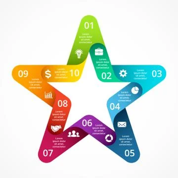 Vector circle arrows color star symbol infographic. Template for cycle diagram Stock Illustration