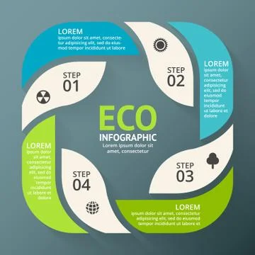 Vector circle arrows green leaves eco infographic. Ecology diagram, graph Stock Illustration
