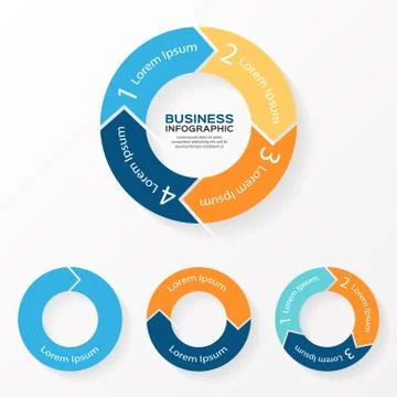 Vector circle arrows infographic 1, 2, 3, 4 options Stock Illustration