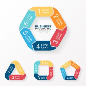 Vector circle arrows infographic 3, 4, 5, 6 options Stock Illustration