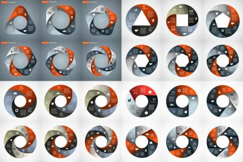 Vector circle arrows infographic. 3, 4, 5, 6, 7, 8 options, parts, steps Stock Illustration