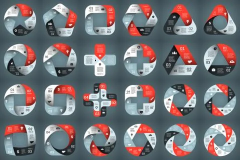 Vector circle arrows infographic. 3, 4, 5, 6, 7, 8 options, parts, steps Stock Illustration