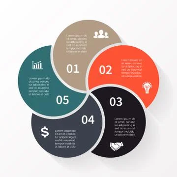 Vector circle arrows infographic diagram 5 options Stock Illustration