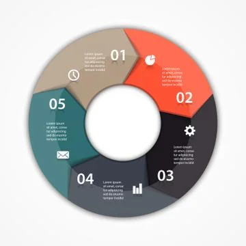 Vector circle arrows infographic diagram 5 options Stock Illustration