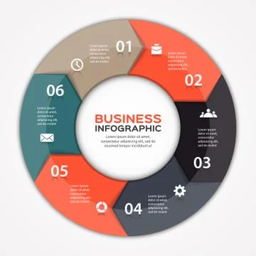 Vector circle arrows infographic diagram 6 options Stock Illustration