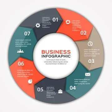 Vector circle arrows infographic diagram 7 options Stock Illustration