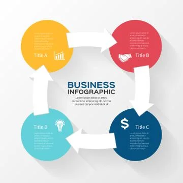 Vector circle arrows infographic diagram 4 options Stock Illustration