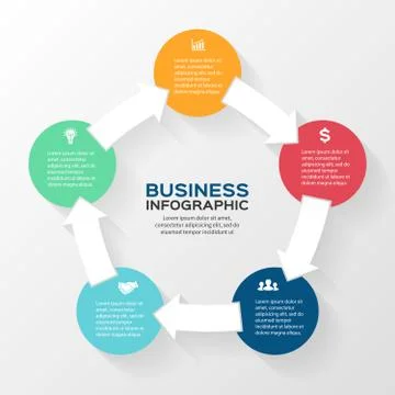 Vector circle arrows infographic diagram 5 options Stock Illustration