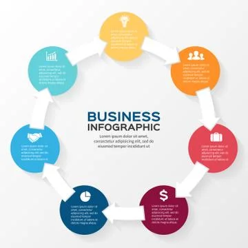 Vector circle arrows infographic diagram 7 options Illustrazione stock